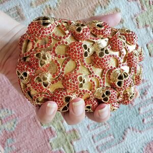 Halloween 80's In's Golden Skulls Clutch w Strap